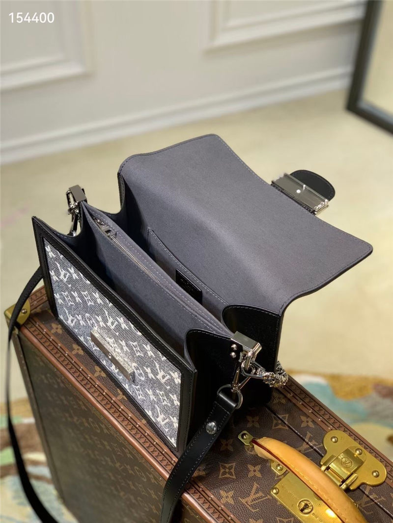 Louis Vuitton DAUPHINE MM Denim textile jacquard LB12107 (3)