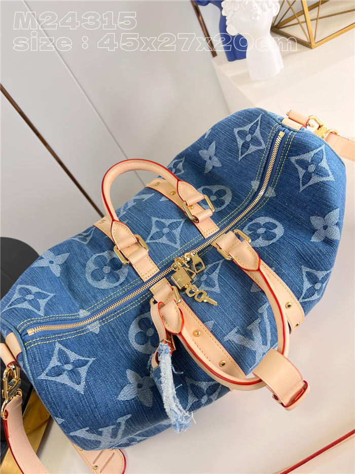 Louis Vuitton Keepall Bandoulière 45 Monogram Denim LB13987 (4)