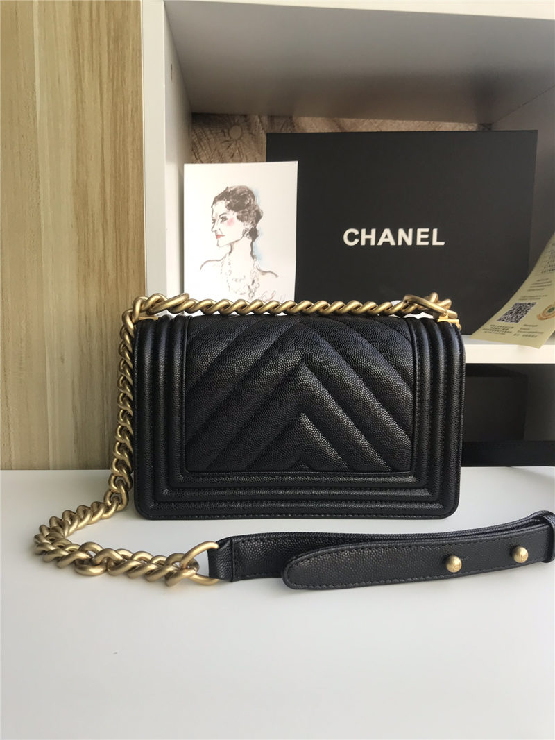 BOY Chanel Chevrons Pattern Grained Calfskin LB3866 (5)