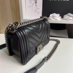 BOY Chanel Chevrons Pattern Lambskin LB3878 (4)