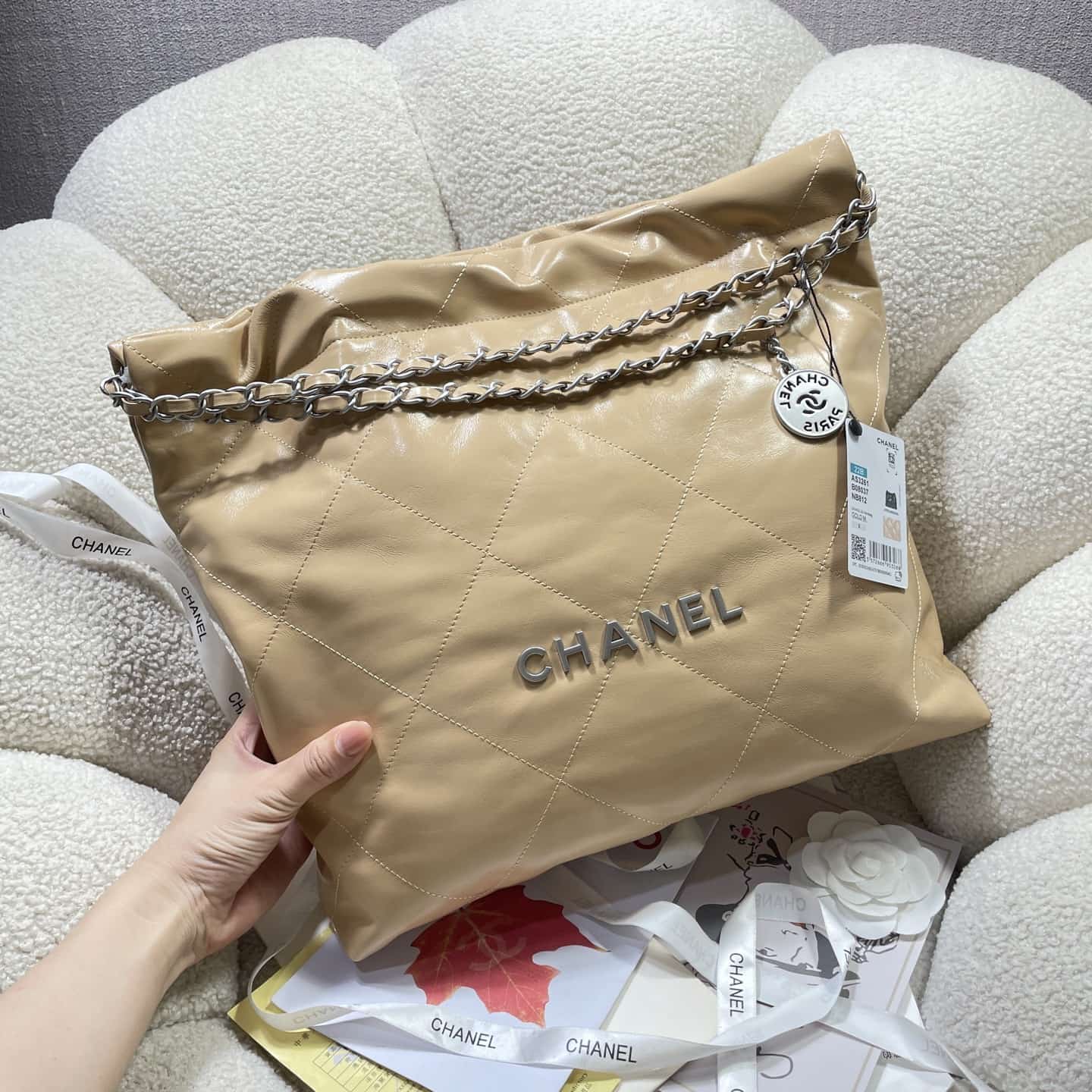 Chanel 22 MEDIUM HANDBAG Shiny Calfskin LB16307 (2)