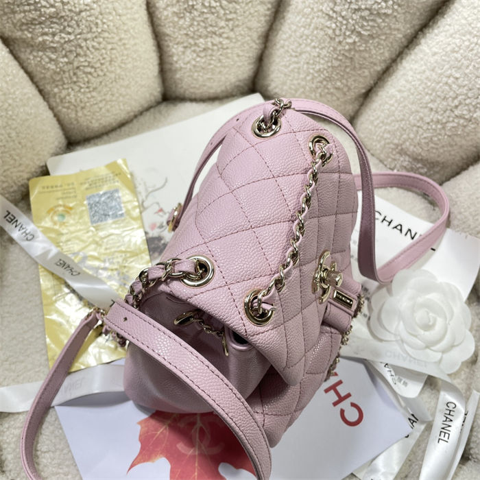 Chanel SMALL BACKPACK Grained Shiny Calfskin LB14905 (6)