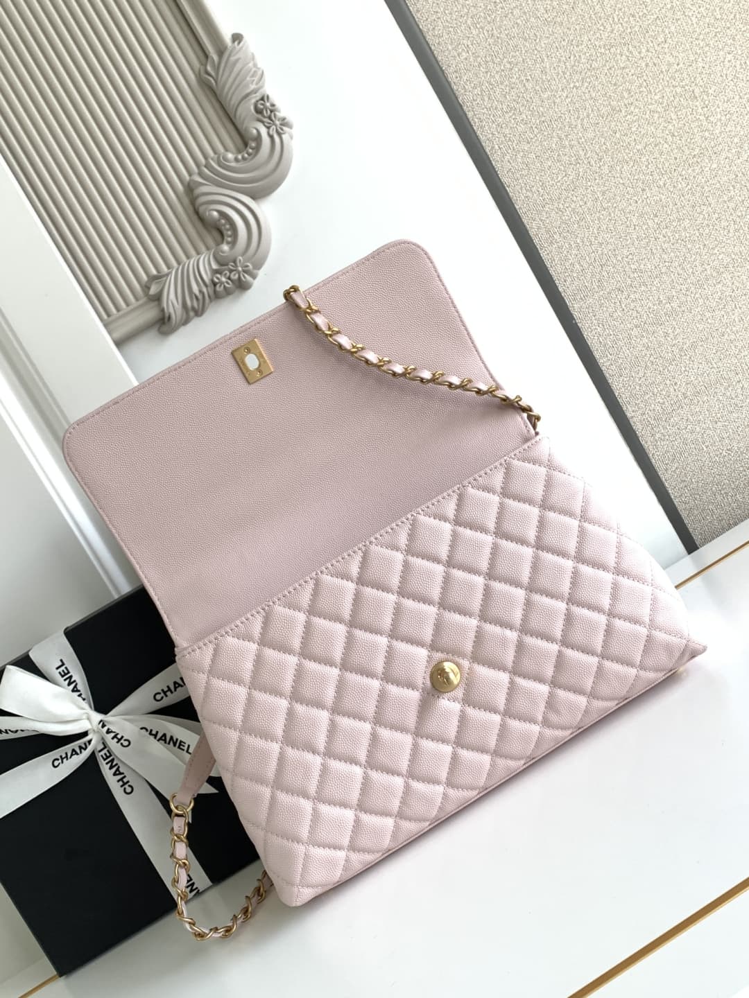 Coco LARGE FLAP BAG Grained Calfskin LB1267 (4)