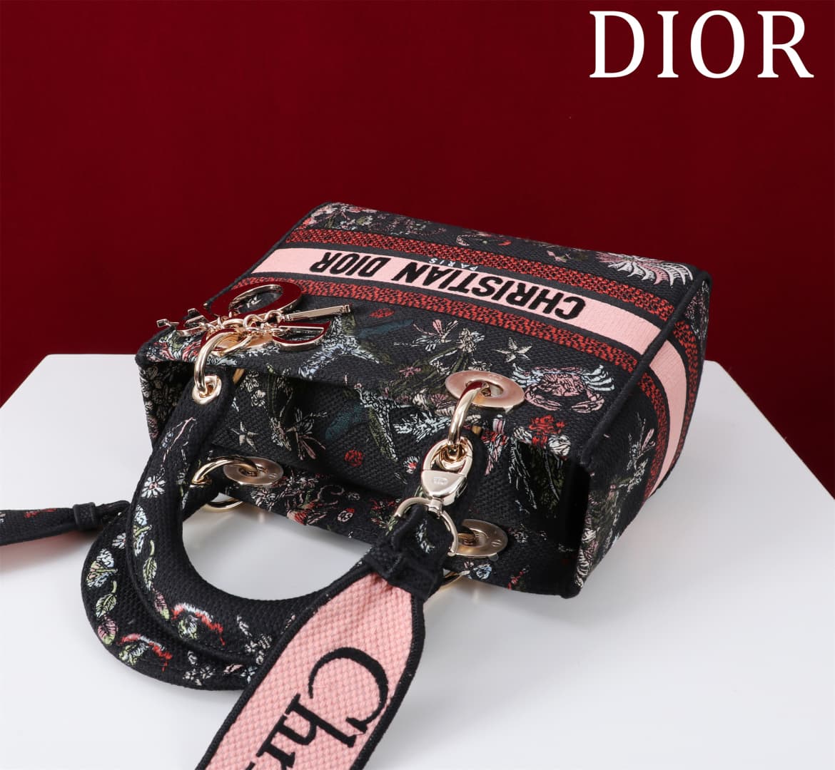 Lady D-Lite Bag Toile de Jouy Palms Embroidery LB16402 (4)