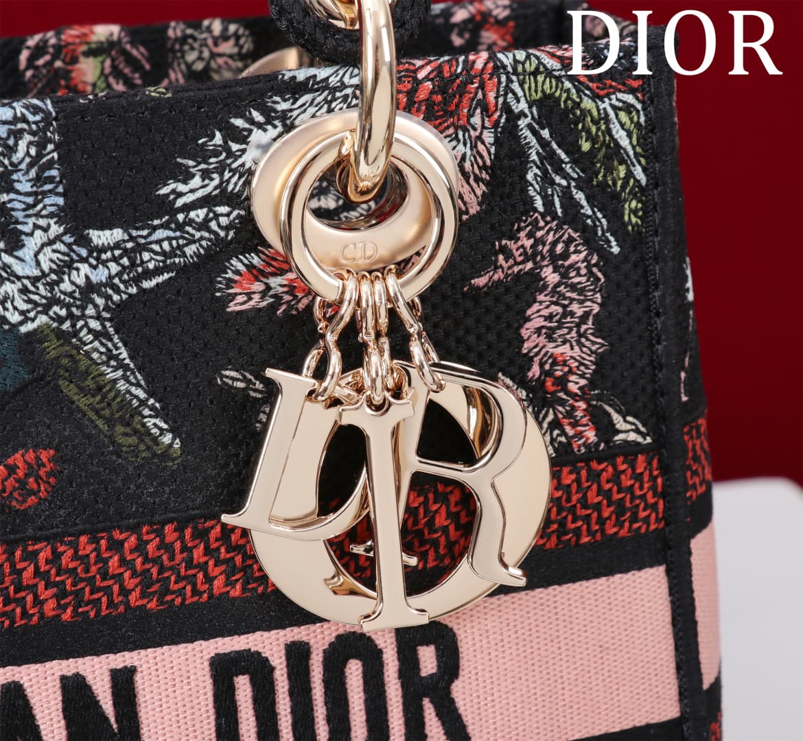 Lady D-Lite Bag Toile de Jouy Palms Embroidery LB16402 (6)